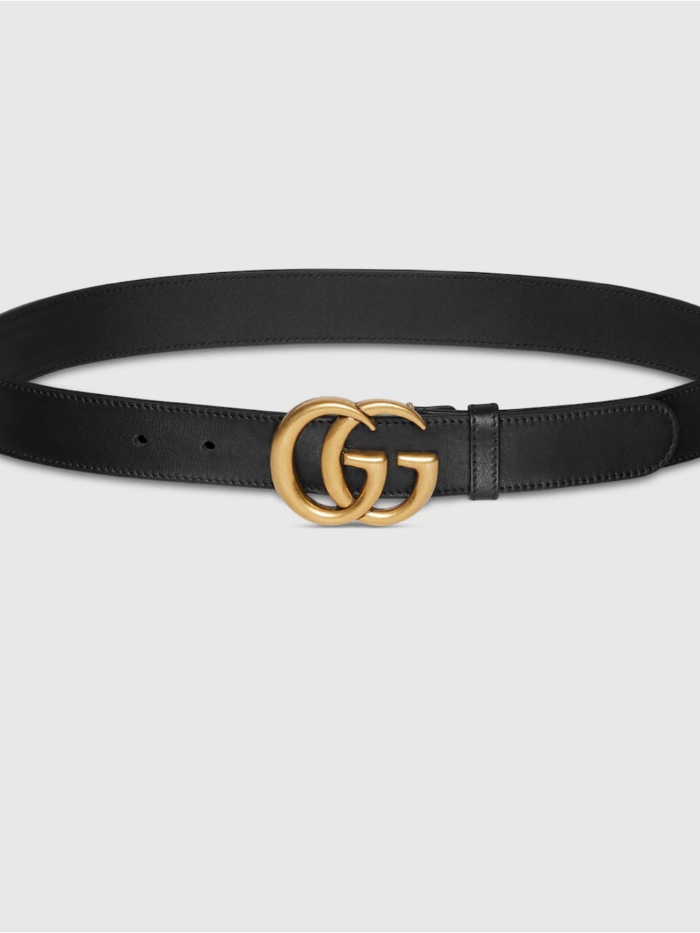 Gucci Black Leather Belt with Gold Interlocking GG Buckle